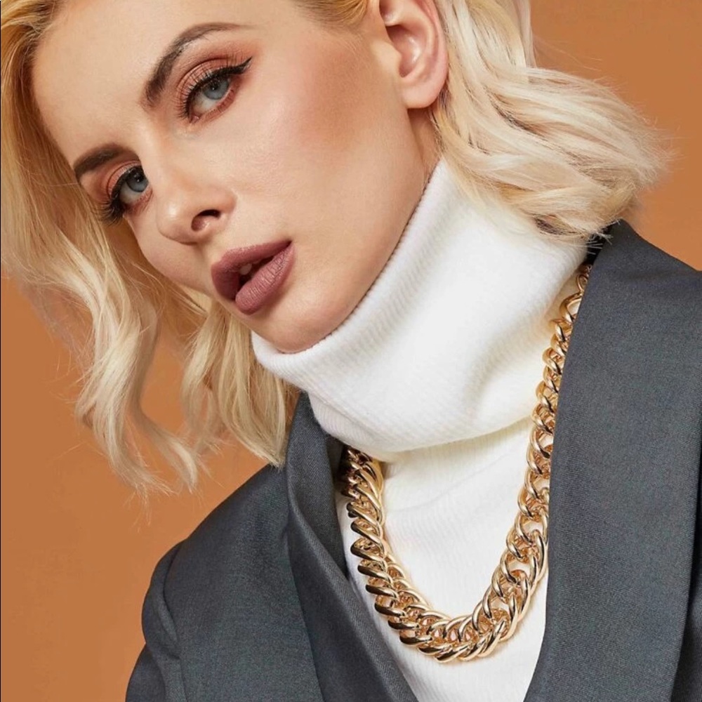 New Cuban Gold Tone Chain Necklace